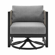 Mareike Outdoor Patio Swivel Glider Lounge Chair in Black Aluminum with Gray Cushions - Furniture City (CA)l
