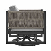 Mareike Outdoor Patio Swivel Glider Lounge Chair in Black Aluminum with Gray Cushions - Furniture City (CA)l