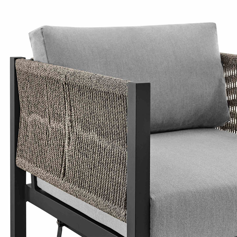 Mareike Outdoor Patio Swivel Glider Lounge Chair in Black Aluminum with Gray Cushions - Furniture City (CA)l