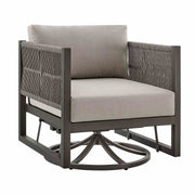 Mareike Outdoor Patio Swivel Glider Lounge Chair in Dark Brown Aluminum with Cushions - Furniture City (CA)l