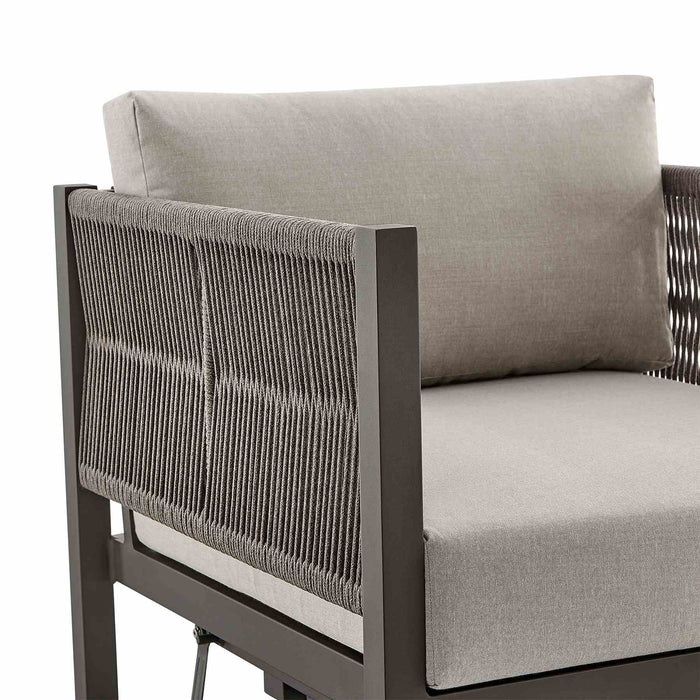 Mareike Outdoor Patio Swivel Glider Lounge Chair in Dark Brown Aluminum with Cushions