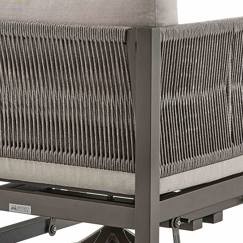 Mareike Outdoor Patio Swivel Glider Lounge Chair in Dark Brown Aluminum with Cushions - Furniture City (CA)l