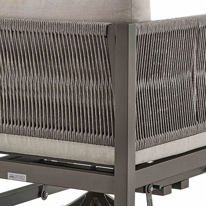 Mareike Outdoor Patio Swivel Glider Lounge Chair in Dark Brown Aluminum with Cushions