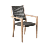 Madsen Outdoor Eucalyptus Wood and Charcoal Rope Dining Chairs with Gray Teak Finish - Set of 2 - Furniture City (CA)l
