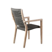 Madsen Outdoor Eucalyptus Wood and Charcoal Rope Dining Chairs with Gray Teak Finish - Set of 2 - Furniture City (CA)l