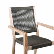 Madsen Outdoor Eucalyptus Wood and Charcoal Rope Dining Chairs with Gray Teak Finish - Set of 2 - Furniture City (CA)l