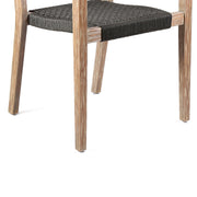 Madsen Outdoor Eucalyptus Wood and Charcoal Rope Dining Chairs with Gray Teak Finish - Set of 2 - Furniture City (CA)l
