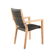 Madsen Outdoor Eucalyptus Wood and Charcoal Rope Dining Chairs with Teak Finish - Set of 2 - Furniture City (CA)l