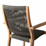 Madsen Outdoor Eucalyptus Wood and Charcoal Rope Dining Chairs with Teak Finish - Set of 2 - Furniture City (CA)l