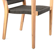 Madsen Outdoor Eucalyptus Wood and Charcoal Rope Dining Chairs with Teak Finish - Set of 2 - Furniture City (CA)l