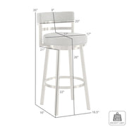 Madrid 26" Swivel Counter Stool in Gold Brushed Stainless Steel with Vintage Coffee Faux Leather - Furniture City (CA)l