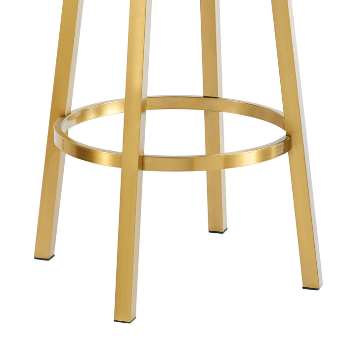 Madrid 30" Swivel Bar Stool in Gold Brushed Stainless Steel with Vintage Coffee Faux Leather