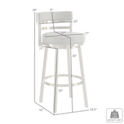 Madrid 30" Swivel Counter Stool with Gold Brushed Stainless Steel and Vintage Gray Faux Leather - Furniture City (CA)l
