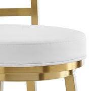 Madrid 30" Swivel Bar Stool in Gold Brushed Stainless Steel with White Faux Leather - Furniture City (CA)l