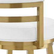 Madrid 30" Swivel Bar Stool in Gold Brushed Stainless Steel with White Faux Leather - Furniture City (CA)l
