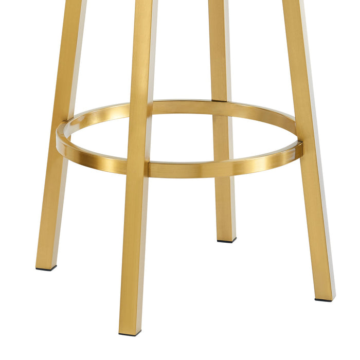 Madrid 30" Swivel Bar Stool in Gold Brushed Stainless Steel with White Faux Leather