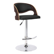 Malibu Swivel Barstool in Black Faux Leather with Dark Oak Wood Finish - Furniture City (CA)l