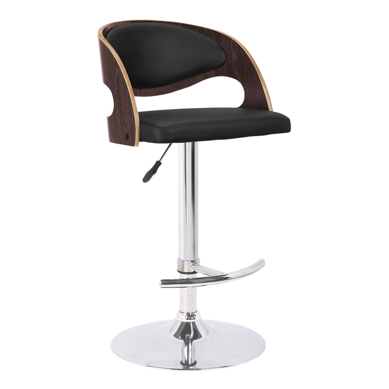Malibu Swivel Barstool in Black Faux Leather with Dark Oak Wood Finish - Furniture City (CA)l