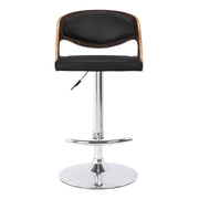 Malibu Swivel Barstool in Black Faux Leather with Dark Oak Wood Finish - Furniture City (CA)l