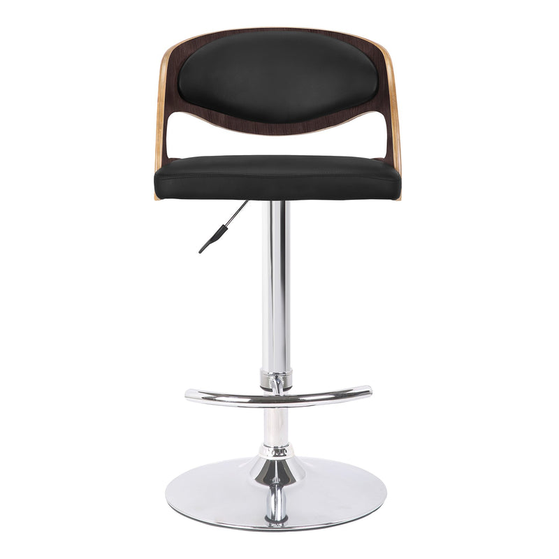 Malibu Swivel Barstool in Black Faux Leather with Dark Oak Wood Finish - Furniture City (CA)l