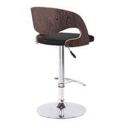 Malibu Swivel Barstool in Black Faux Leather with Dark Oak Wood Finish - Furniture City (CA)l