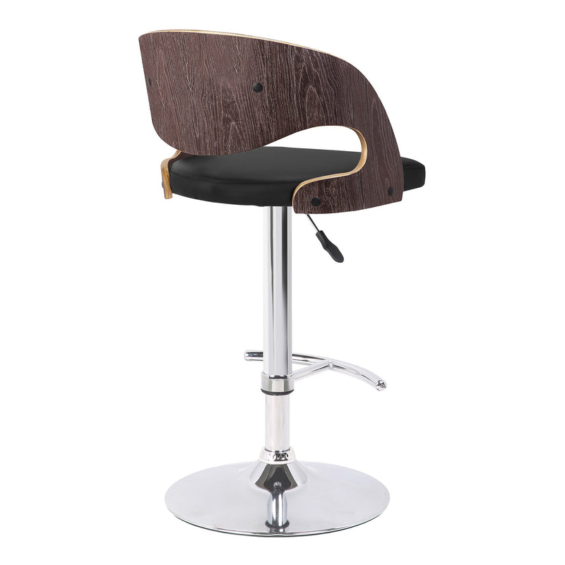 Malibu Swivel Barstool in Black Faux Leather with Dark Oak Wood Finish - Furniture City (CA)l