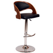 Malibu Swivel Barstool In Black PU/ Walnut Veneer and Chrome Base - Furniture City (CA)l