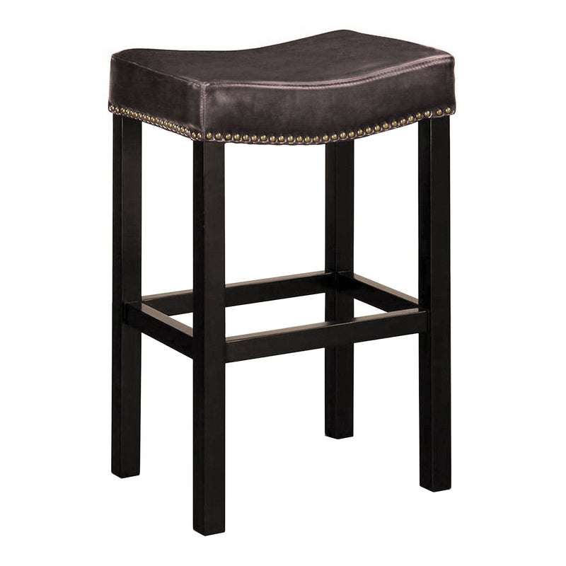 Tudor 26" Backless Stationary Barstool In Antique Brown Bonded Leather With Nailhead Accents - Furniture City (CA)l