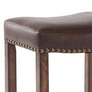Tudor 30" Bar Height Wood Backless Barstool in Chestnut Finish and Kahlua Faux Leather - Furniture City (CA)l