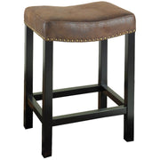 Tudor 30" Backless Stationary Barstool in Wrangler Brown Fabric with Nailhead Accents - Furniture City (CA)l
