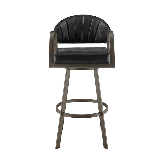 Marcie 26" Swivel Counter Stool in Mineral Finish and Vintage Black Faux Leather
