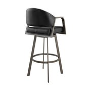 Marcie 26" Swivel Counter Stool in Mineral Finish and Vintage Black Faux Leather - Furniture City (CA)l