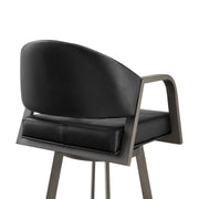 Marcie 26" Swivel Counter Stool in Mineral Finish and Vintage Black Faux Leather - Furniture City (CA)l