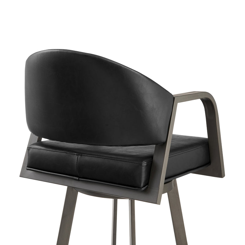 Marcie 26" Swivel Counter Stool in Mineral Finish and Vintage Black Faux Leather - Furniture City (CA)l