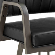 Marcie 26" Swivel Counter Stool in Mineral Finish and Vintage Black Faux Leather - Furniture City (CA)l