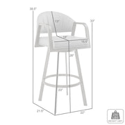 Marcie 26" Swivel Counter Stool in Mineral Finish and Vintage Black Faux Leather - Furniture City (CA)l