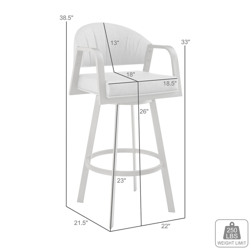 Marcie 26" Swivel Counter Stool in Mineral Finish and Vintage Black Faux Leather - Furniture City (CA)l