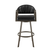 Marcie 30" Swivel Bar Stool in Mineral Finish and Vintage Black Faux Leather - Furniture City (CA)l
