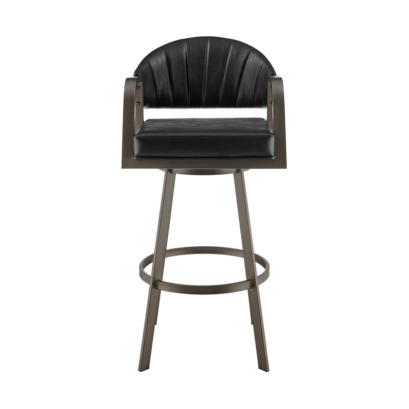 Marcie 30" Swivel Bar Stool in Mineral Finish and Vintage Black Faux Leather - Furniture City (CA)l