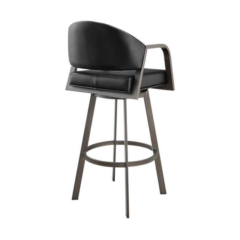 Marcie 30" Swivel Bar Stool in Mineral Finish and Vintage Black Faux Leather - Furniture City (CA)l