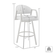 Marcie 30" Swivel Bar Stool in Mineral Finish and Vintage Black Faux Leather - Furniture City (CA)l