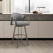 Marcie 26" Swivel Counter Stool in Mineral Finish and Vintage Gray Faux Leather - Furniture City (CA)l