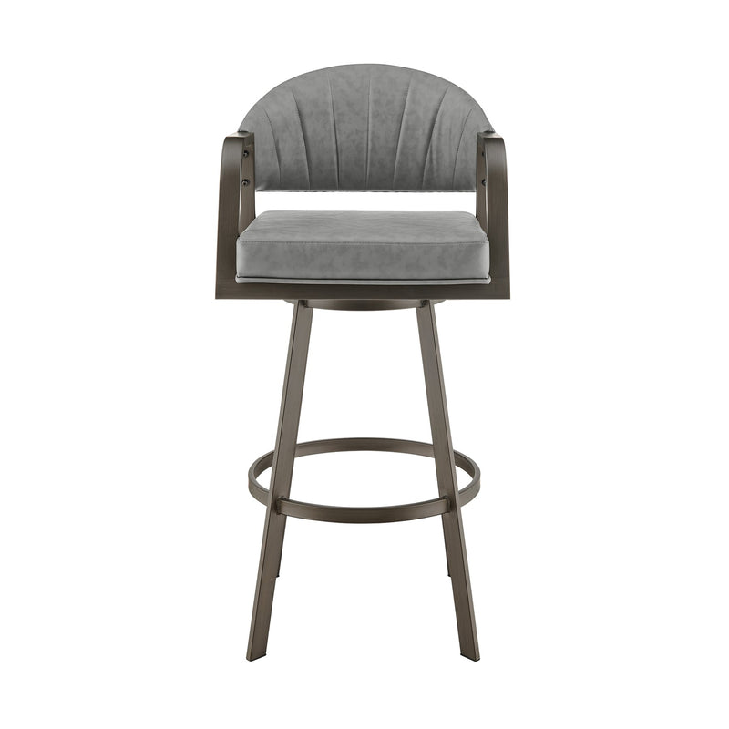 Marcie 26" Swivel Counter Stool in Mineral Finish and Vintage Gray Faux Leather - Furniture City (CA)l