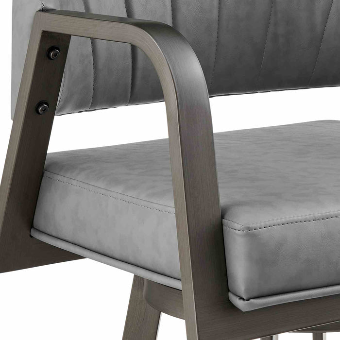 Marcie 26" Swivel Counter Stool in Mineral Finish and Vintage Gray Faux Leather