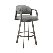 Marcie 30" Swivel Bar Stool in Mineral Finish and Vintage Gray Faux Leather - Furniture City (CA)l