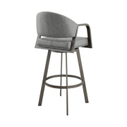 Marcie 30" Swivel Bar Stool in Mineral Finish and Vintage Gray Faux Leather - Furniture City (CA)l