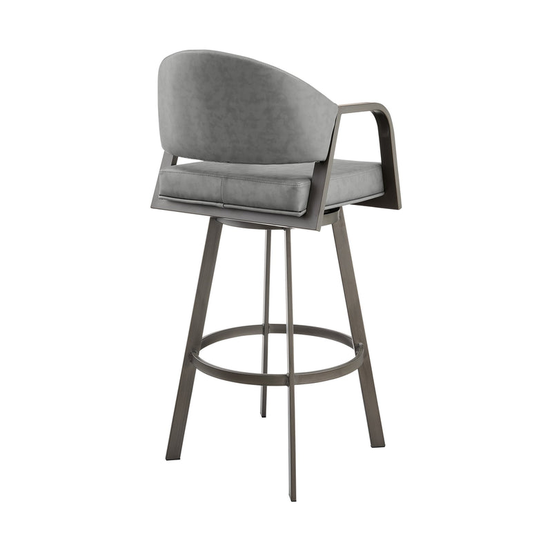 Marcie 30" Swivel Bar Stool in Mineral Finish and Vintage Gray Faux Leather - Furniture City (CA)l