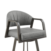 Marcie 30" Swivel Bar Stool in Mineral Finish and Vintage Gray Faux Leather - Furniture City (CA)l
