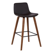 Maddie Contemporary 26" Barstool in Walnut Wood Finish and Brown Faux Leather - Furniture City (CA)l