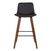 Maddie Contemporary 26" Barstool in Walnut Wood Finish and Brown Faux Leather - Furniture City (CA)l